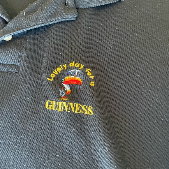 Guiness Dublin Men's L Black Short Sleeve Embroidered Logo Polo Shirt - Picture 2 of 3
